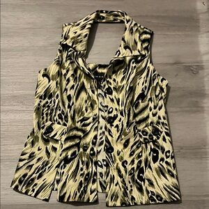 Chic Sleeveless Animal Print Blouse